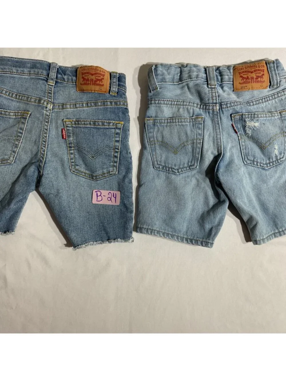 Levis Kids Distressed Light Blue Slim Denim Shorts Adjustable Waist size 5 and 6